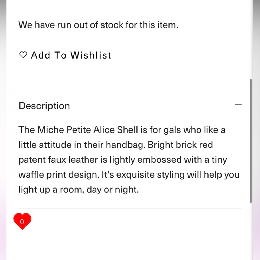 Miche Alice Petite Red Handbag (SHELL ONLY) - Picture 4 of 7
